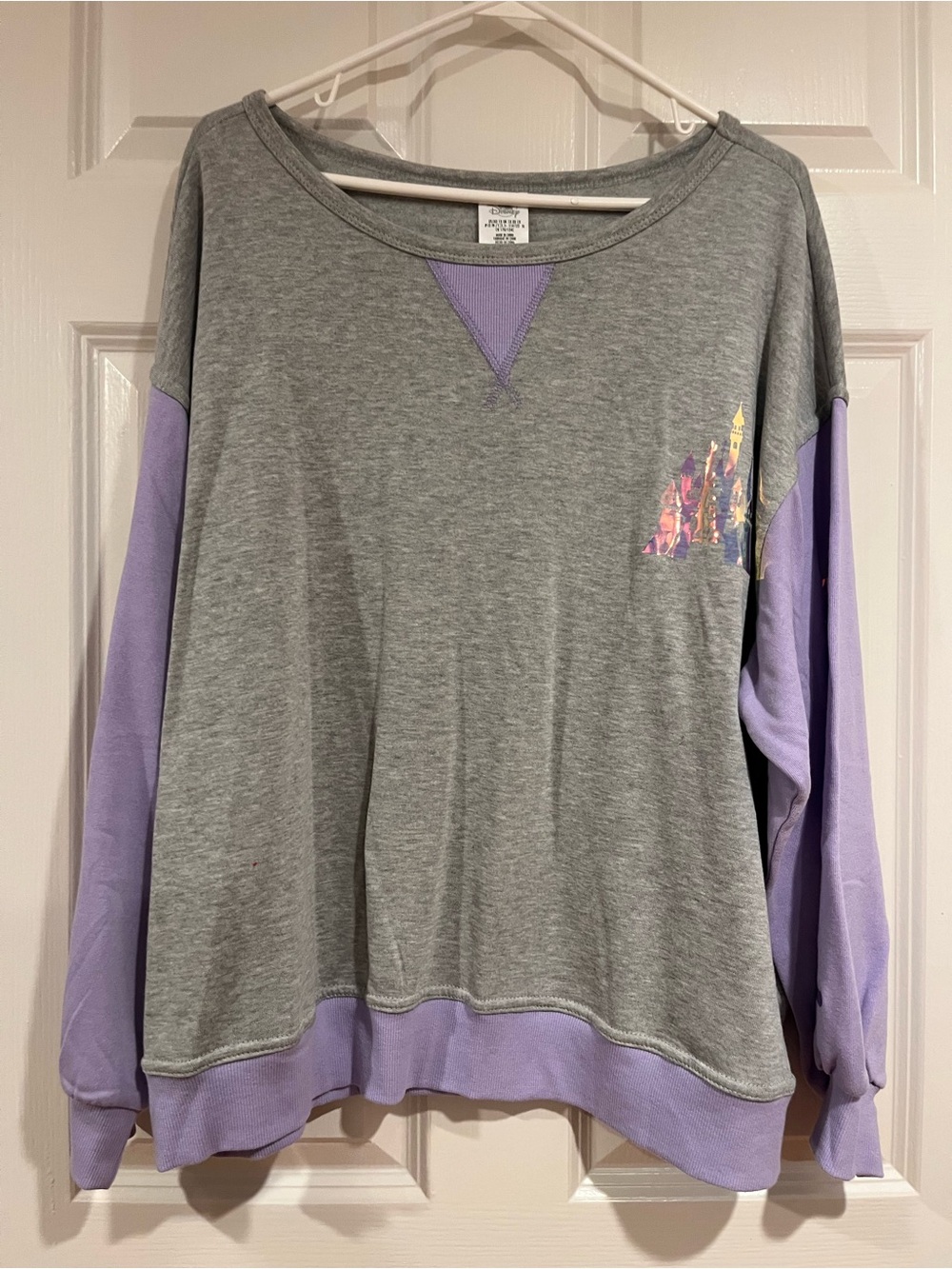 Disney Gray and Lavender Crewneck Sweatshirt with Castle Motif